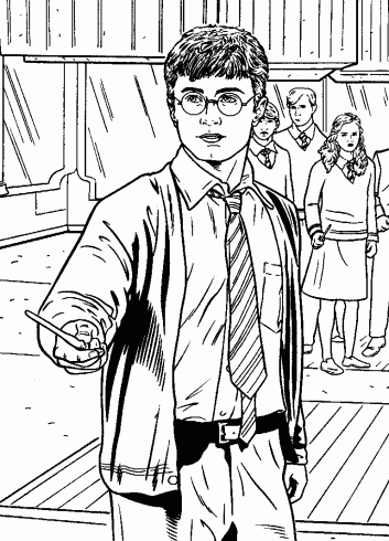 Coloriage Harry Potter baguette