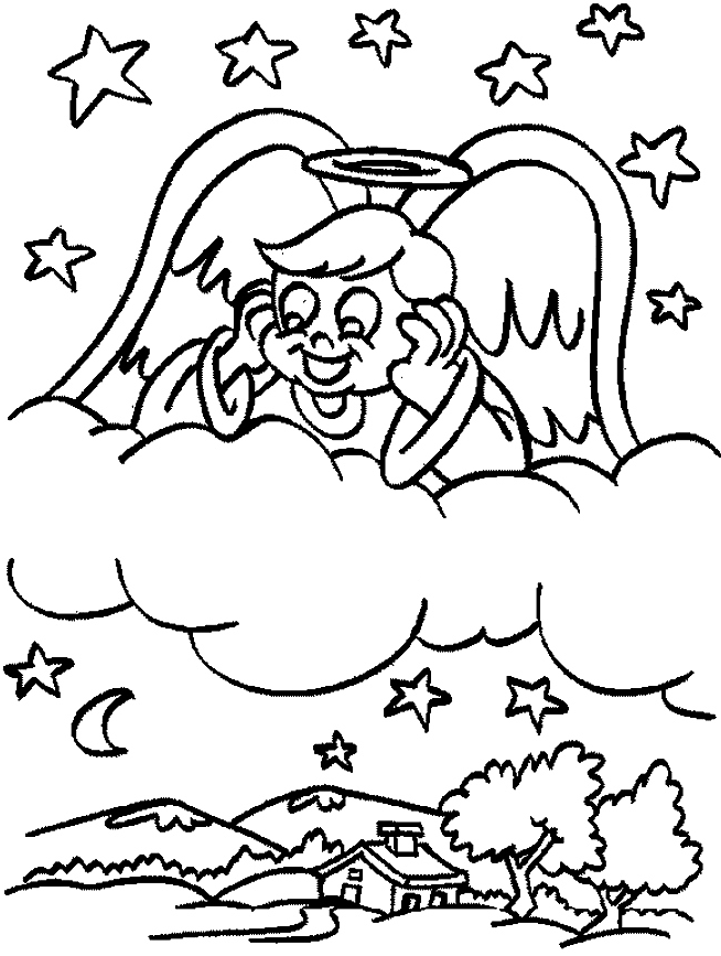 Coloriage ange dans le ciel